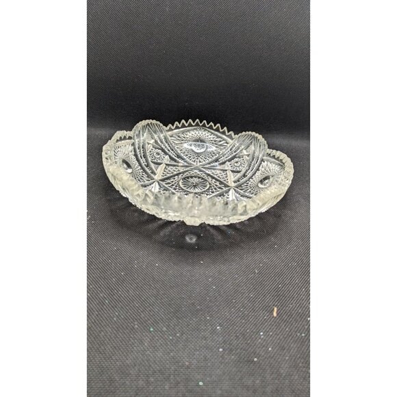 Imperial Cut Glass Candy Dish Bowl Nucut Line Sawtooth Edge 7.5" Christmas - Picture 5 of 7